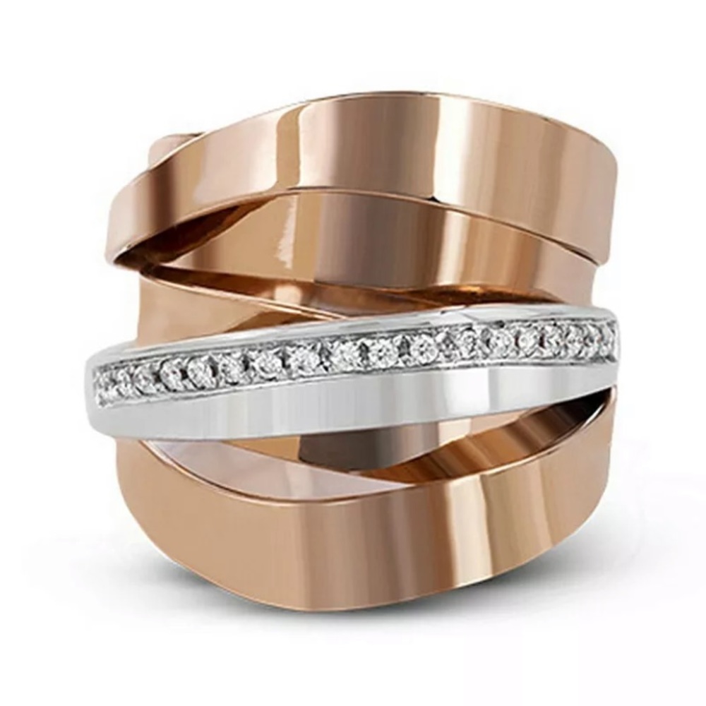 Gaorgeous Two Tone 925Silver Ring White Sapphire - Picture 2 of 2